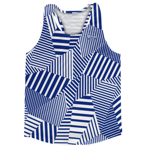 Multiple Lines Pattern Running Racerback Singlet - Blue Royal and White Multiple Lines Pattern Running Racerback Singlet - Blue Royal and White