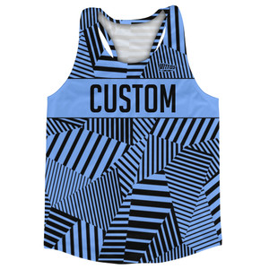 Multiple Lines Pattern Finish Line Running Racerback Singlet - Blue Carolina and Black Multiple Lines Pattern Finish Line Running Racerback Singlet - Blue Carolina and Black