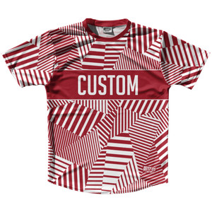 Multiple Lines Pattern Finish Line  Running Shirt Track Cross Made In USA - Red Cardinal and White 