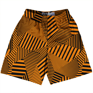 Multiple Lines Pattern Lacrosse Shorts Made In USA - Orange Tennessee and Black Multiple Lines Pattern Lacrosse Shorts Made In USA - Orange Tennessee and Black