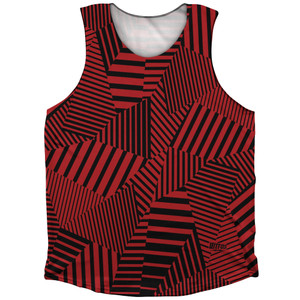 Multiple Lines Pattern Finish Line Athletic Tank Top - Red Dark and Black Multiple Lines Pattern Finish Line Athletic Tank Top - Red Dark and Black