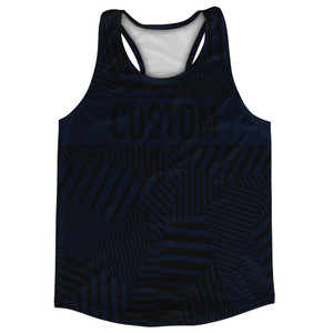 Multiple Lines Pattern Finish Line Running Racerback Singlet - Blue Navy Almost Black and Black Multiple Lines Pattern Finish Line Running Racerback Singlet - Blue Navy Almost Black and Black