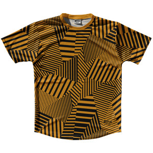Multiple Lines Pattern Running Shirt Track Cross Made In USA - Orange Burnt and Black
