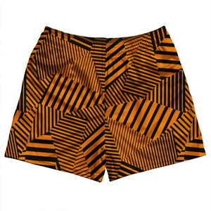 Multiple Lines Pattern Rugby Shorts Made In USA - Orange Tennessee and Black Multiple Lines Pattern Rugby Shorts Made In USA - Orange Tennessee and Black