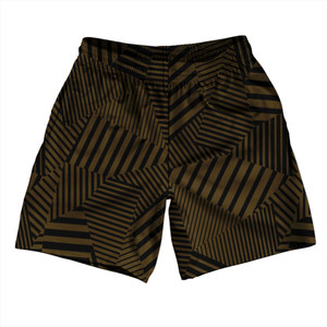 Multiple Lines Pattern Soccer Shorts Made In USA - Brown Dark and Black Multiple Lines Pattern Soccer Shorts Made In USA - Brown Dark and Black
