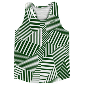 Multiple Lines Pattern Running Racerback Singlet - Green Forest and White Multiple Lines Pattern Running Racerback Singlet - Green Forest and White