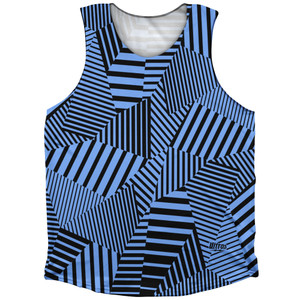 Multiple Lines Pattern Finish Line Athletic Tank Top - Blue Carolina and Black Multiple Lines Pattern Finish Line Athletic Tank Top - Blue Carolina and Black
