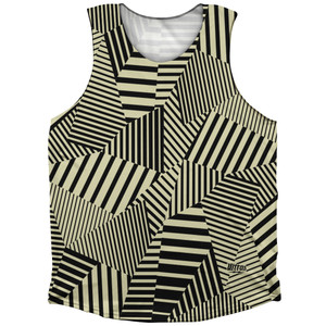 Multiple Lines Pattern Finish Line Athletic Tank Top - Vegas Gold and Black Multiple Lines Pattern Finish Line Athletic Tank Top - Vegas Gold and Black
