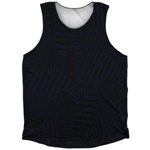 Multiple Lines Pattern Finish Line Athletic Tank Top - Blue Navy Almost Black and Black Multiple Lines Pattern Finish Line Athletic Tank Top - Blue Navy Almost Black and Black