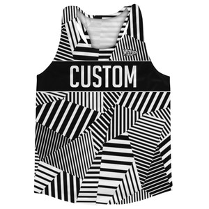 Multiple Lines Pattern Finish Line Running Racerback Singlet - Black and White Multiple Lines Pattern Finish Line Running Racerback Singlet - Black and White