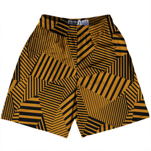 Multiple Lines Pattern Lacrosse Shorts Made In USA - Orange Burnt and Black Multiple Lines Pattern Lacrosse Shorts Made In USA - Orange Burnt and Black