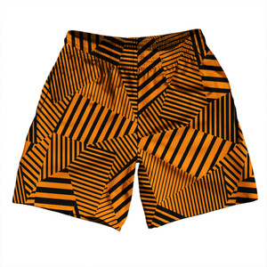 Multiple Lines Pattern Soccer Shorts Made In USA - Orange Tennessee and Black Multiple Lines Pattern Soccer Shorts Made In USA - Orange Tennessee and Black