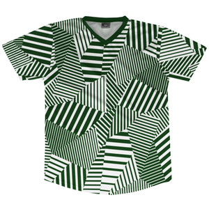 Multiple Lines Pattern Soccer Jersey Made In USA - Green Forest and White Multiple Lines Pattern Soccer Jersey Made In USA - Green Forest and White