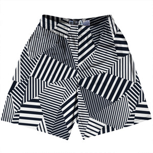 Multiple Lines Pattern Lacrosse Shorts Made In USA - Blue Navy Almost Black and White Multiple Lines Pattern Lacrosse Shorts Made In USA - Blue Navy Almost Black and White