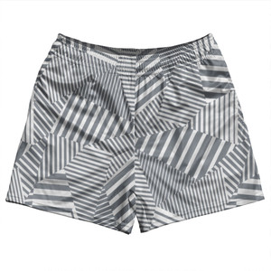 Multiple Lines Pattern Rugby Shorts Made In USA - Grey Dark and White Multiple Lines Pattern Rugby Shorts Made In USA - Grey Dark and White