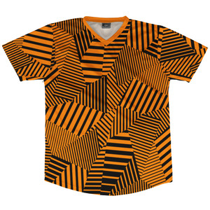 Multiple Lines Pattern Soccer Jersey Made In USA - Orange Tennessee and Black Multiple Lines Pattern Soccer Jersey Made In USA - Orange Tennessee and Black
