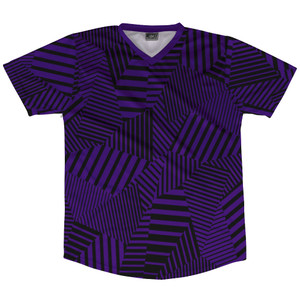 Multiple Lines Pattern Soccer Jersey Made In USA - Purple Lakers and Black Multiple Lines Pattern Soccer Jersey Made In USA - Purple Lakers and Black