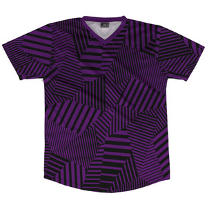 Multiple Lines Pattern Soccer Jersey Made In USA - Purple Medium and Black Multiple Lines Pattern Soccer Jersey Made In USA - Purple Medium and Black