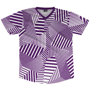Multiple Lines Pattern Soccer Jersey Made In USA - Purple Medium and White Multiple Lines Pattern Soccer Jersey Made In USA - Purple Medium and White