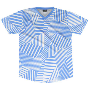 Multiple Lines Pattern Soccer Jersey Made In USA - Blue Carolina and White Multiple Lines Pattern Soccer Jersey Made In USA - Blue Carolina and White