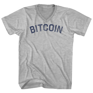 Bitcoin Adult Cotton V-neck T-shirt - Grey Heather