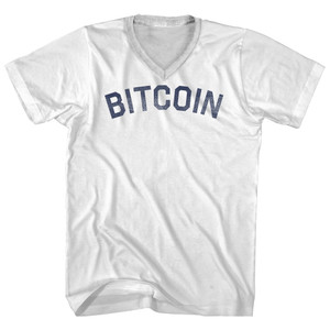 Bitcoin Adult Cotton V-neck T-shirt - White
