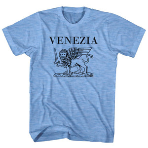 Venezia Lion and Sword Design (Black Artwork) Adult Tri-Blend T-shirt - Athletic Blue