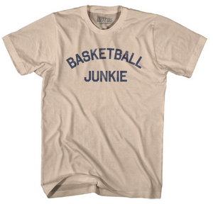 ADULT MEDIUM- Basketball Junkie "BLACK PRINT" Adult Cotton T-shirt - Creme- Final Sale Z480
