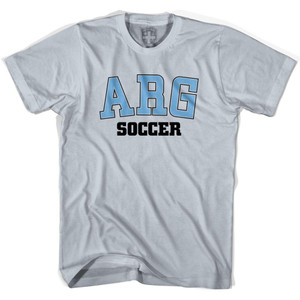 Argentina ARG Soccer Country Code T-shirt-Adult-Silver