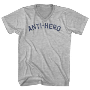 Anti-hero Adult Cotton V-neck T-shirt - Grey Heather