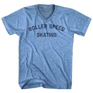 Roller Speed Skating Adult Tri-Blend V-neck T-shirt - Athletic Blue