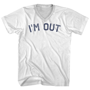 I'm Out Adult Cotton V-neck T-shirt - White