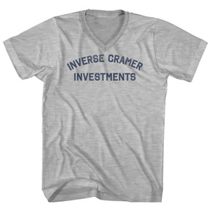 Inverse Cramer Investments Adult Cotton V-neck T-shirt - Grey Heather