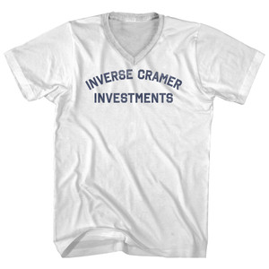Inverse Cramer Investments Adult Cotton V-neck T-shirt - White
