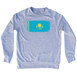 Kazakhstan Country Flag Adult Tri-Blend Sweatshirt - Heather Grey
