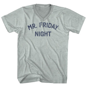 Mr. Friday Night Adult Tri-Blend V-neck T-shirt - Athletic Cool Grey