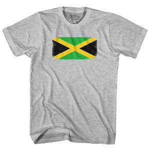 Jamaica Country Flag Adult Cotton T-shirt - Grey Heather Jamaica Country Flag Adult Cotton T-shirt - Grey Heather