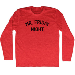Mr. Friday Night Adult Tri-Blend Long Sleeve T-shirt - Athletic Red
