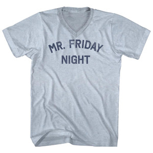 Mr. Friday Night Adult Tri-Blend V-neck T-shirt - Athletic White