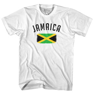 Jamaica Country Flag Heritage Adult Cotton T-shirt - White Jamaica Country Flag Heritage Adult Cotton T-shirt - White