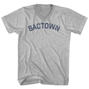 Sactown Adult Cotton V-neck T-shirt - Grey Heather