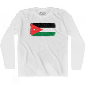 Jordan Country Flag Adult Cotton Long Sleeve T-shirt - White
