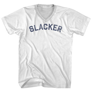 Slacker Adult Cotton V-neck T-shirt - White