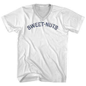 Sweet-nuts Adult Cotton V-neck T-shirt - White