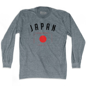 Japan Country Flag Heritage Adult Tri-Blend Long Sleeve T-shirt - Athletic Grey Japan Country Flag Heritage Adult Tri-Blend Long Sleeve T-shirt - Athletic Grey