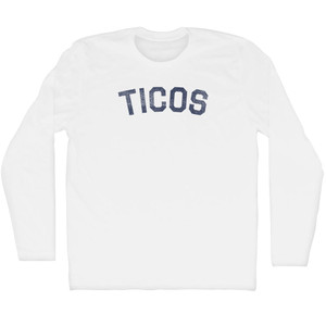 Ticos Adult Cotton Long Sleeve T-shirt - White