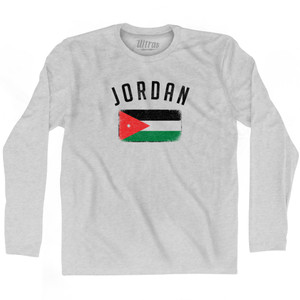 Jordan Country Flag Heritage Adult Cotton Long Sleeve T-shirt - Grey Heather Jordan Country Flag Heritage Adult Cotton Long Sleeve T-shirt - Grey Heather