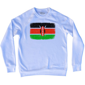 Kenya Country Flag Adult Tri-Blend Sweatshirt - White