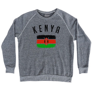 Kenya Country Flag Heritage Adult Tri-Blend Sweatshirt - Athletic Grey