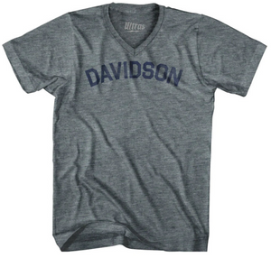 WOMEN SMALL - DAVIDSON Tri-Blend V-neck Womens Junior Cut T-shirt - Athletic Grey- Final Sale Z480